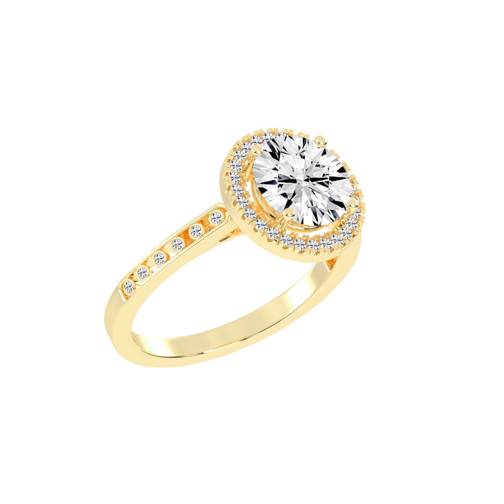 Halique Standard Round Cut Halo Lab Diamond Ring