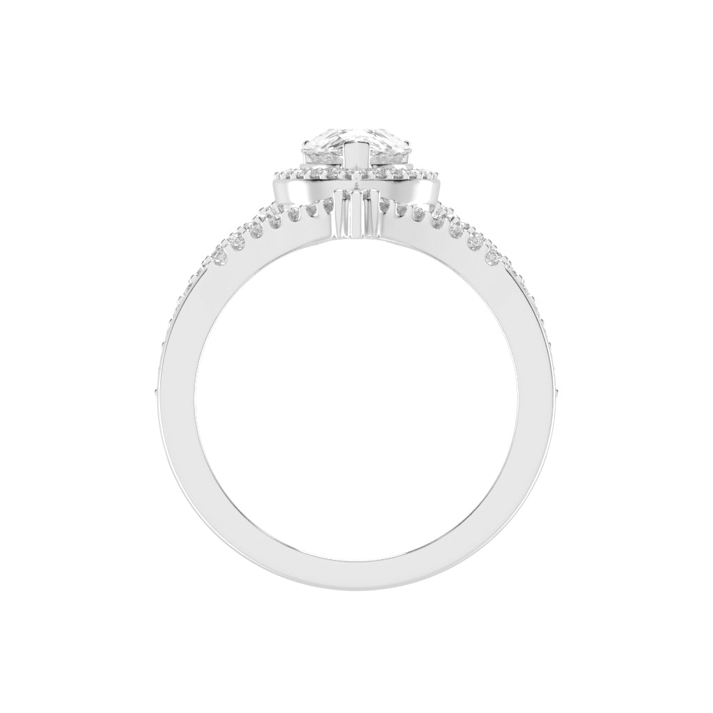 Celestara Shared Thread Pear Cut Lab Diamond Ring