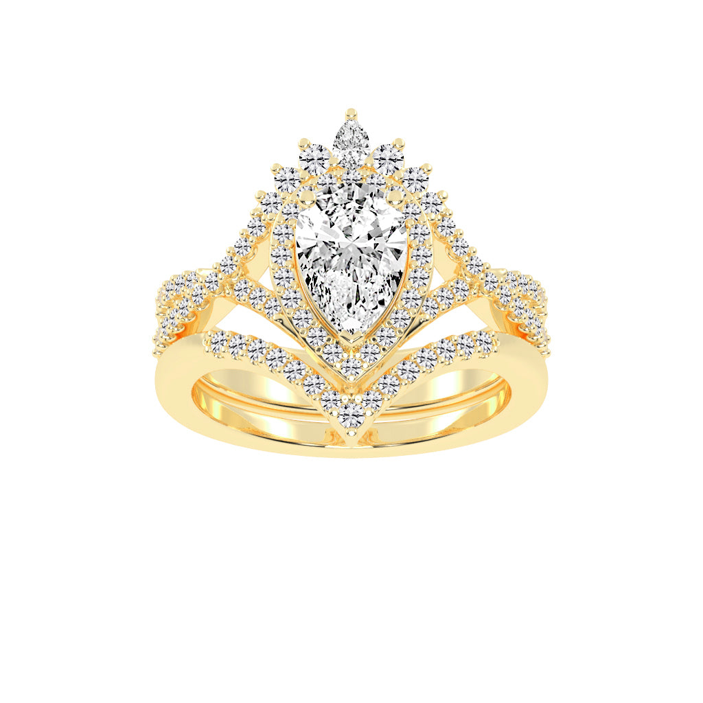 Celestara Shared Thread Pear Cut Lab Diamond Ring