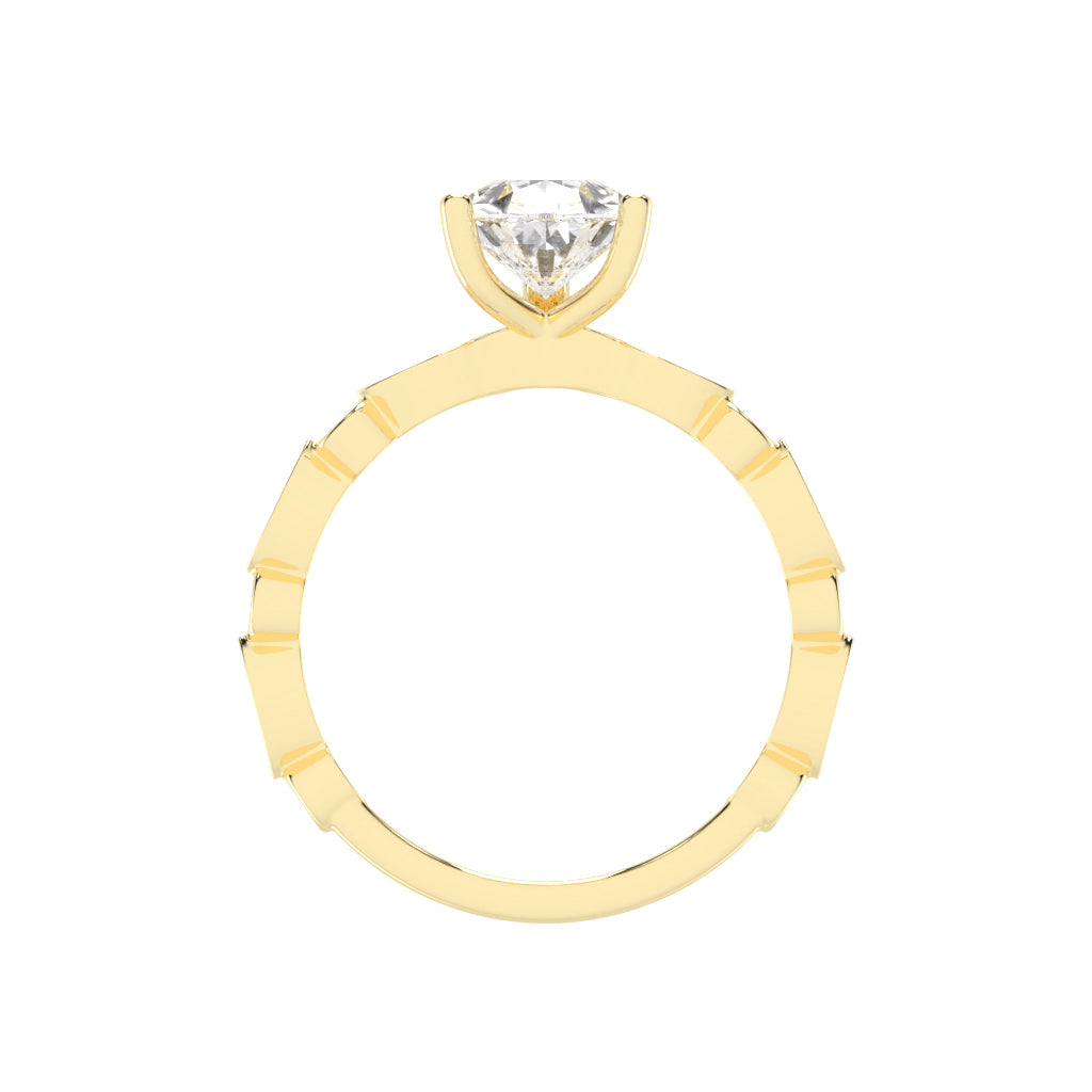 Triside Vintage Pear Cut Side Stone Lab Diamond Ring