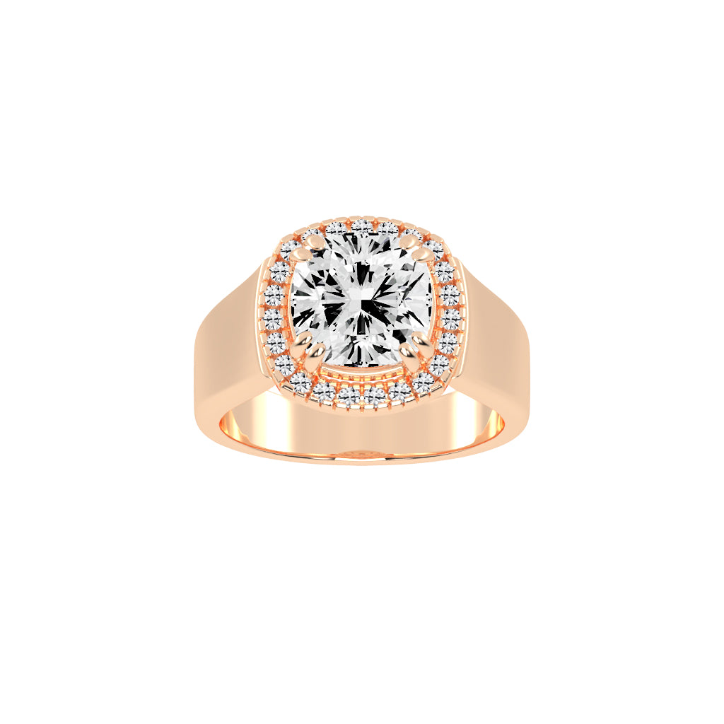 Glimerra Plain Band Cushion Cut Lab Diamond Ring