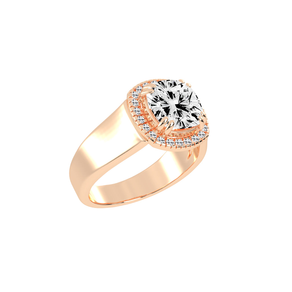 Glimerra Plain Band Cushion Cut Lab Diamond Ring