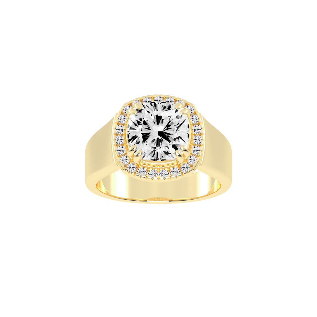 Glimerra Plain Band Cushion Cut Lab Diamond Ring