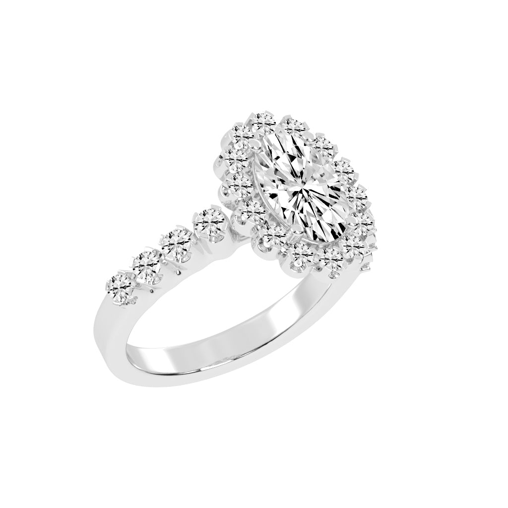 Halovia Four Prong Oval Cut Halo Lab Diamond Ring