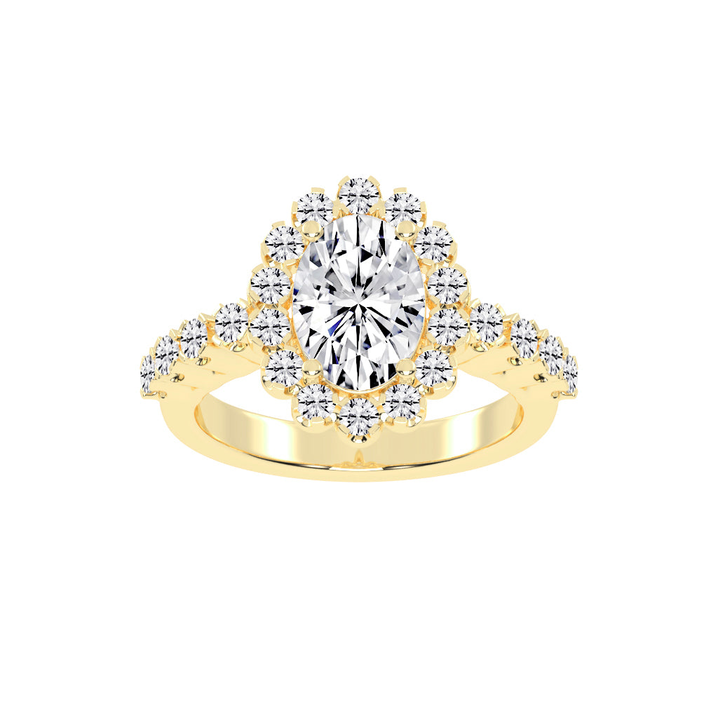 Halovia Four Prong Oval Cut Halo Lab Diamond Ring
