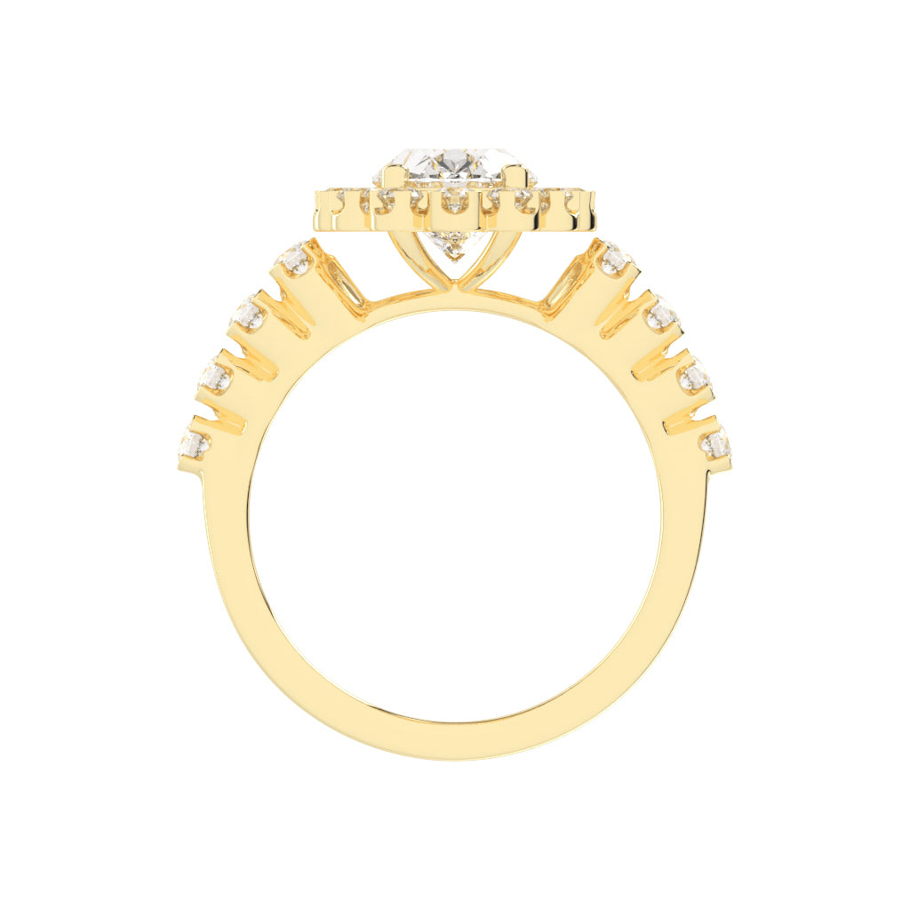 Halovia Four Prong Oval Cut Halo Lab Diamond Ring