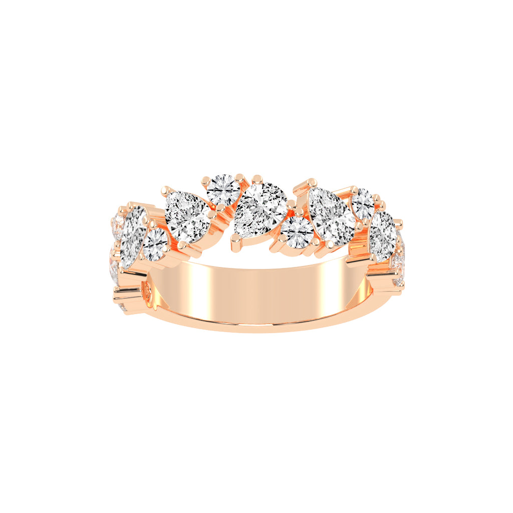 Vespera Three Prong Pear Round Cut Eternity Diamond Ring