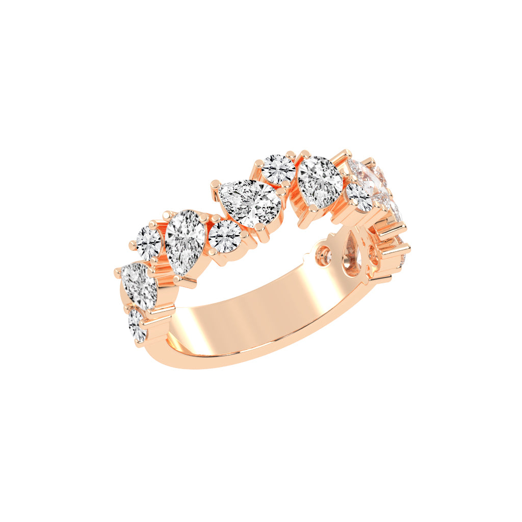 Vespera Three Prong Pear Round Cut Eternity Diamond Ring