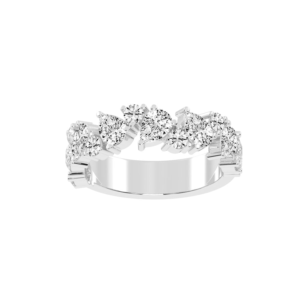Vespera Three Prong Pear Round Cut Eternity Diamond Ring