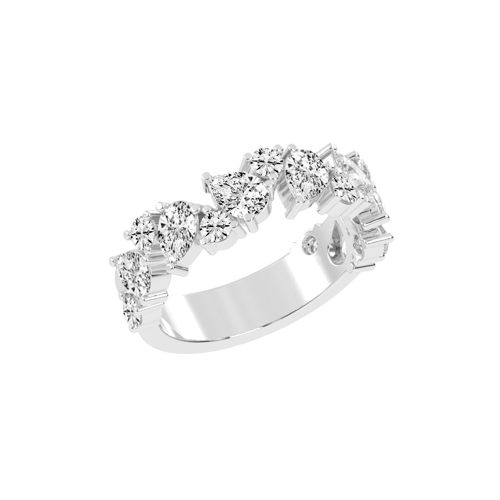 Vespera Three Prong Pear Round Cut Eternity Diamond Ring