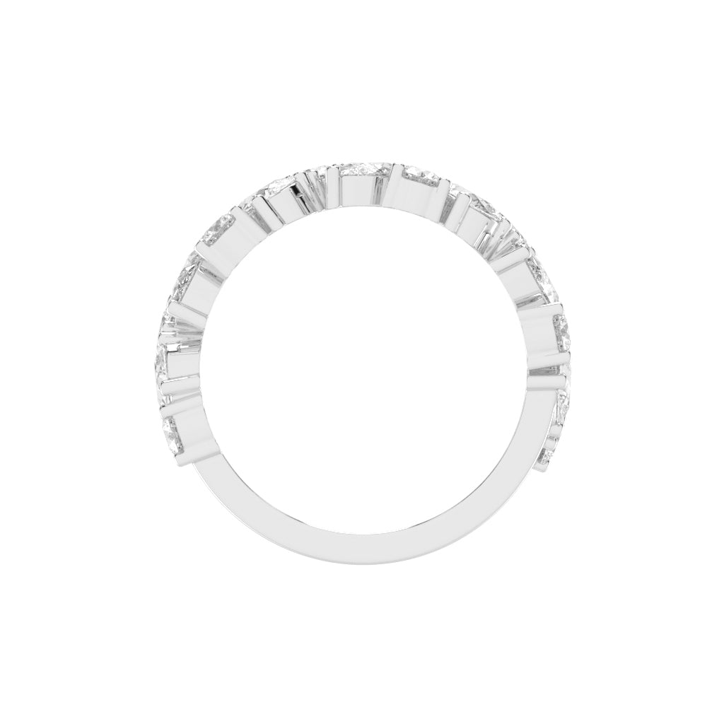 Vespera Three Prong Pear Round Cut Eternity Diamond Ring