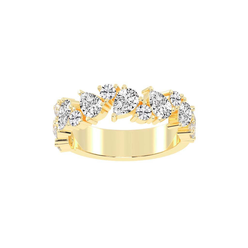 Vespera Three Prong Pear Round Cut Eternity Diamond Ring
