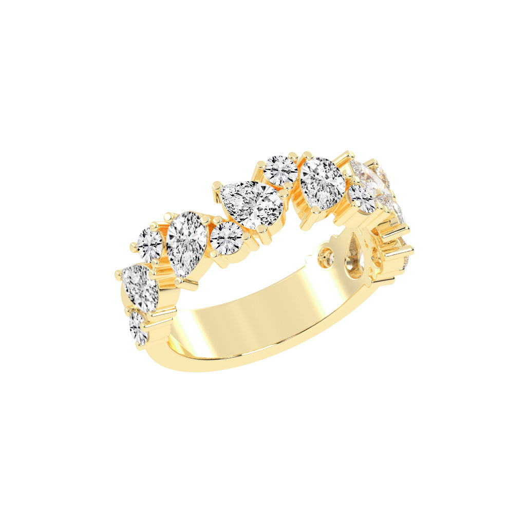 Vespera Three Prong Pear Round Cut Eternity Diamond Ring