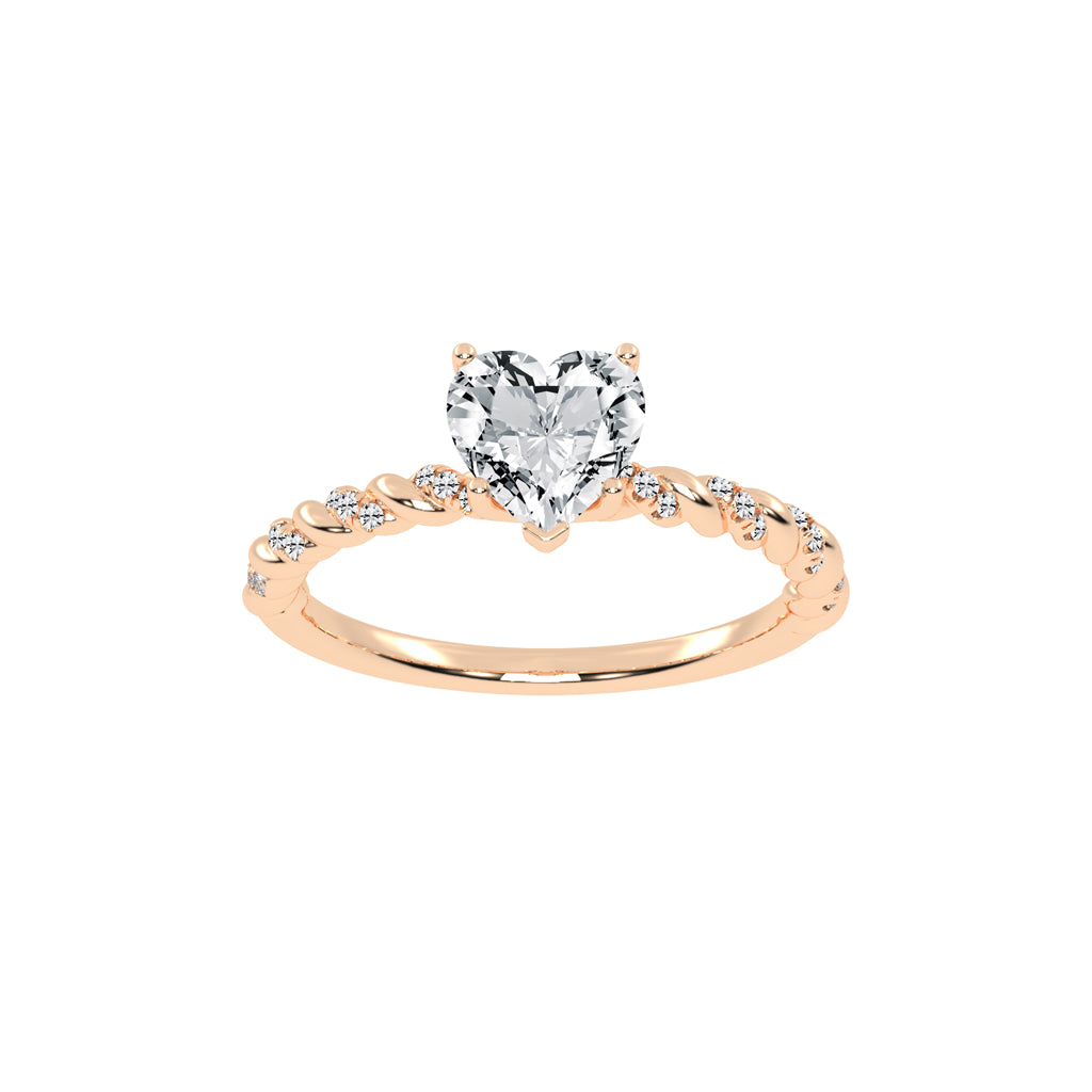 Sideriva Braided Heart Shape Side Stone Lab Diamond Ring