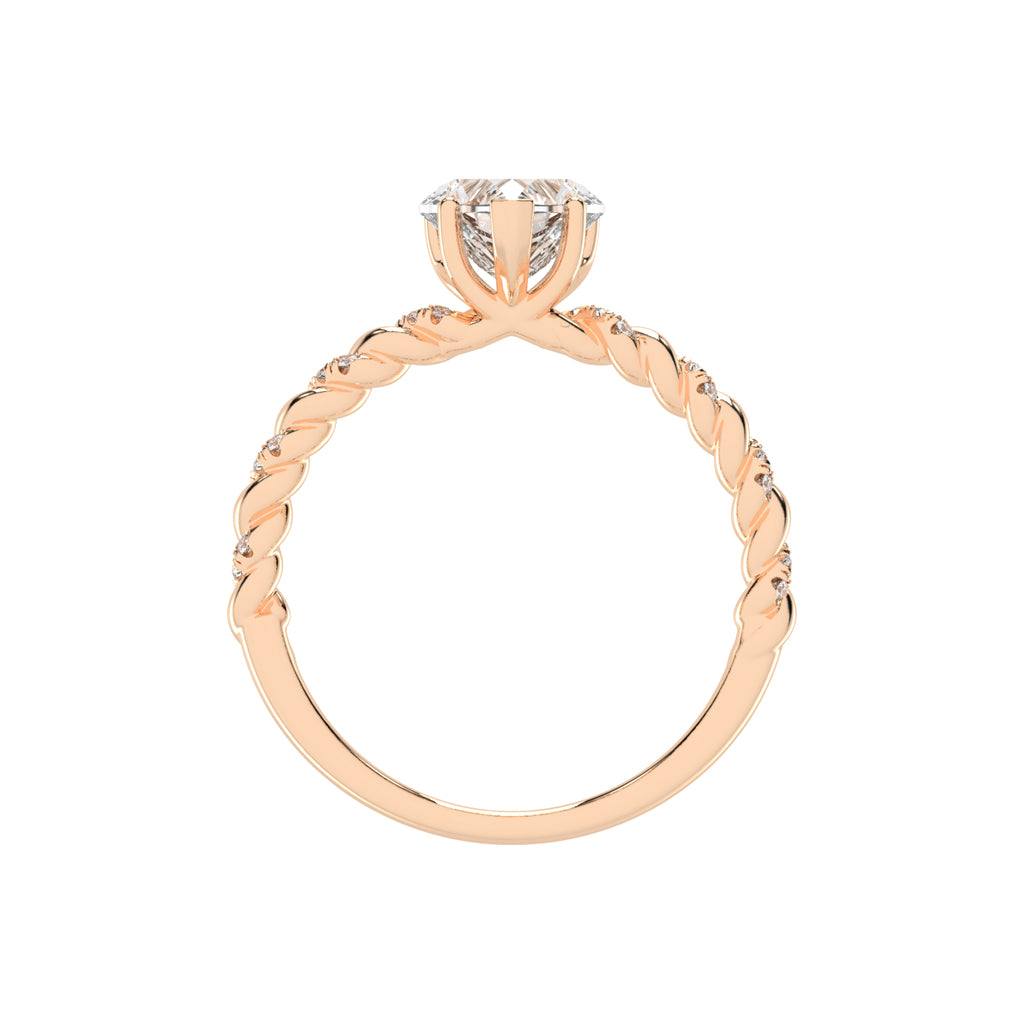 Sideriva Braided Heart Shape Side Stone Lab Diamond Ring