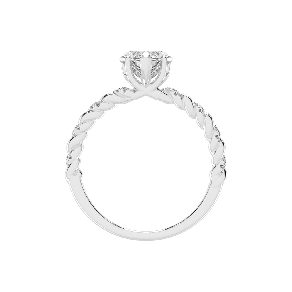 Sideriva Braided Heart Shape Side Stone Lab Diamond Ring