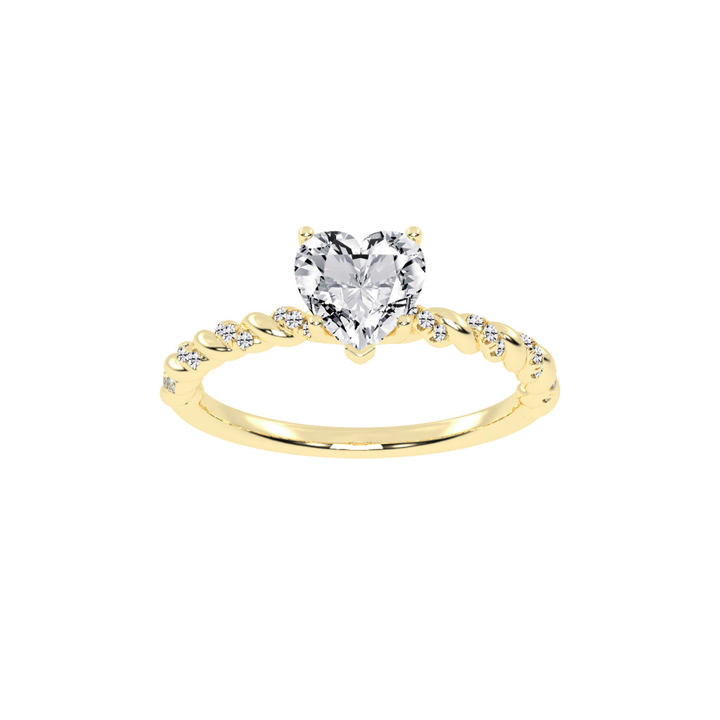 Sideriva Braided Heart Shape Side Stone Lab Diamond Ring