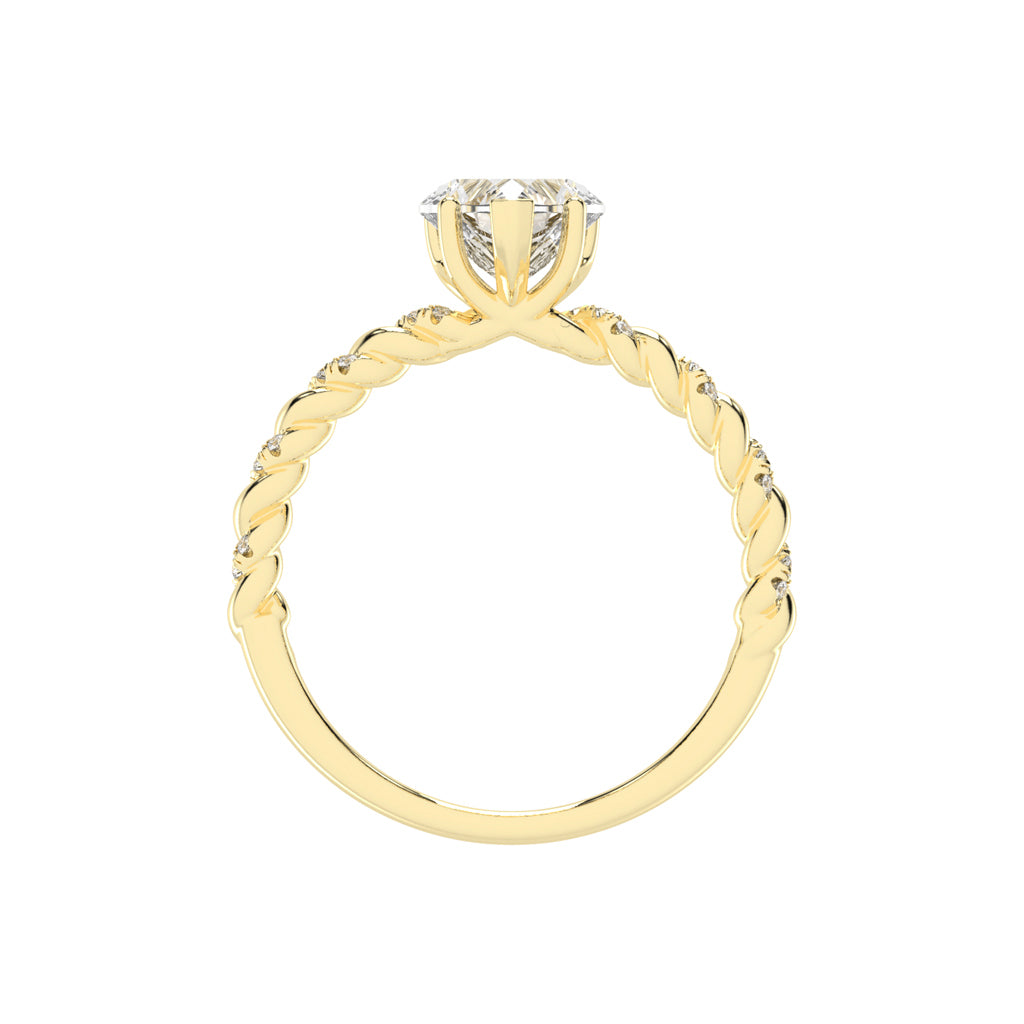 Sideriva Braided Heart Shape Side Stone Lab Diamond Ring