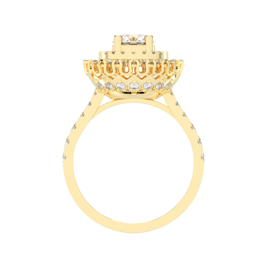 Haloastra Three Stage Round Halo Lab Diamond Ring
