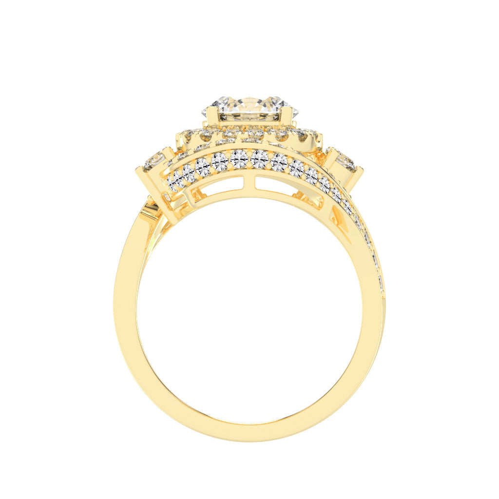 Chimerra Freeform Round Cut Classic Lab Diamond Ring
