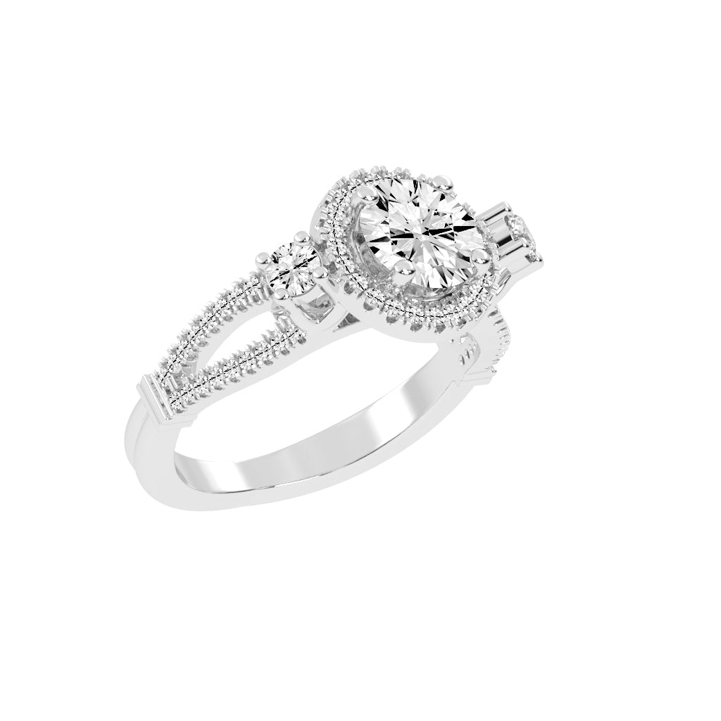 Dynavora Split Shank Round Cut Classic Lab Diamond Ring