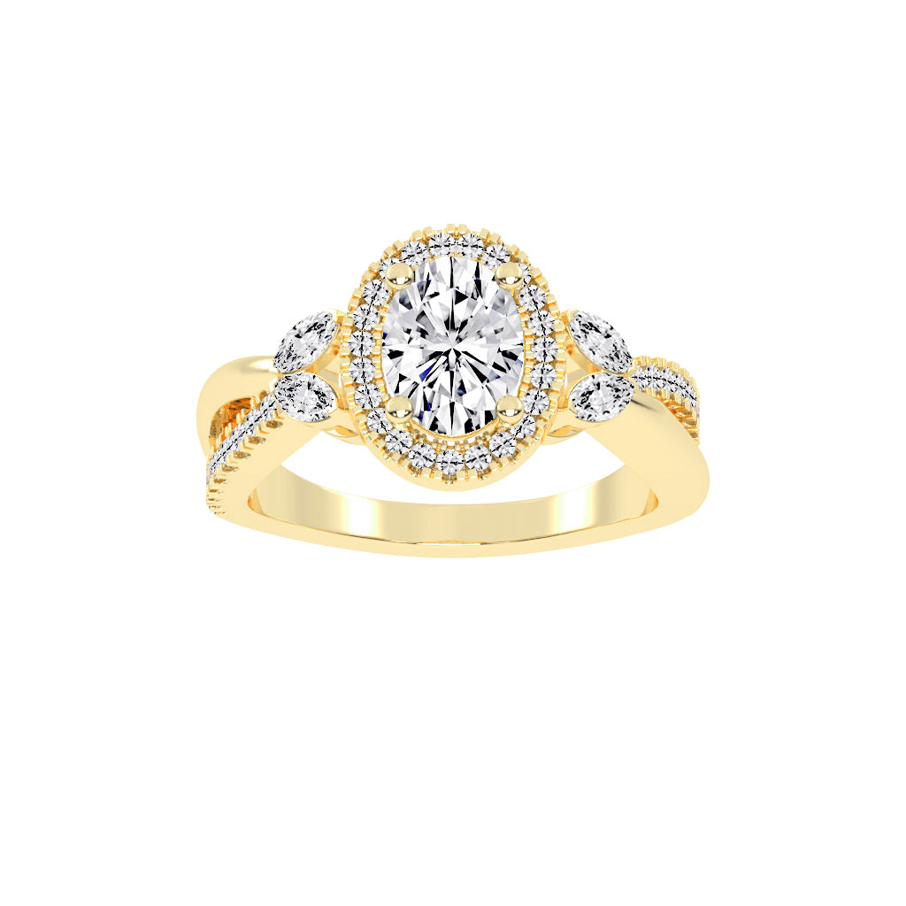 Auraleen Split Shank Oval Cut Classic Lab Diamond Ring