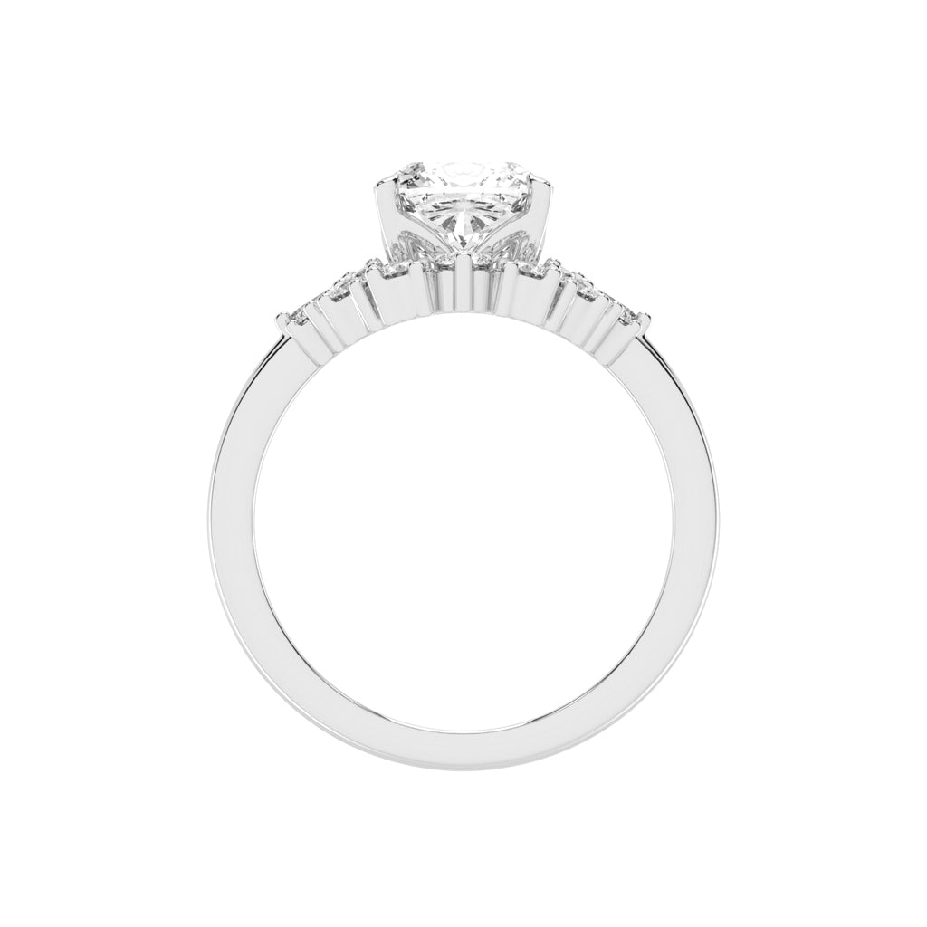 Radiastre Cushion Cut Side Stone Lab Diamond Ring