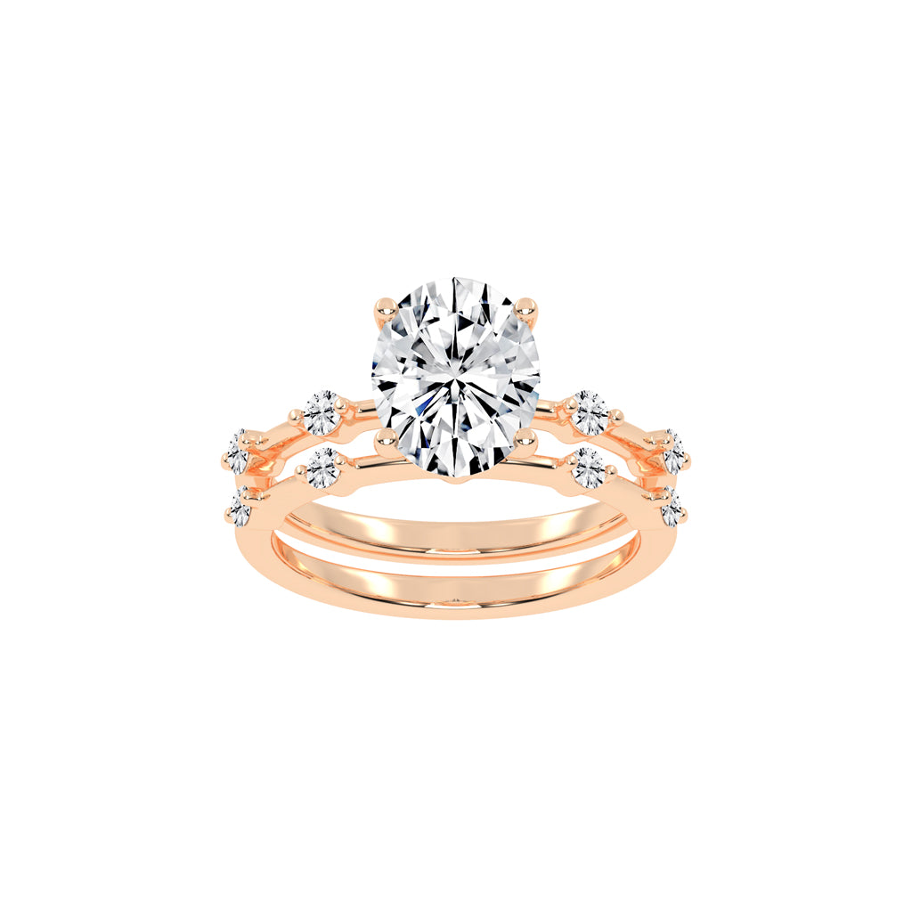 Sidenity Oval Cut Sides Stone Lab Diamond Ring