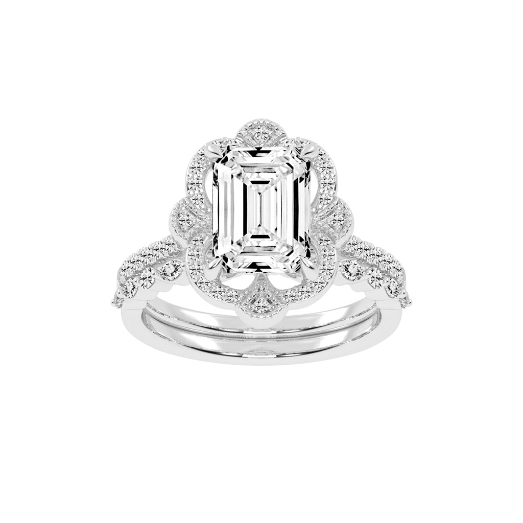 Purevya Two Shank Emerald Cut Lab Diamond Ring