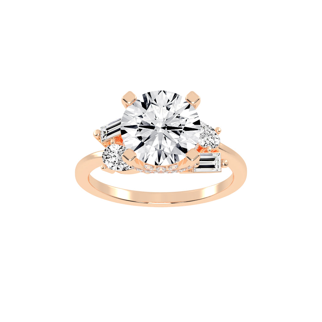 Quintara Tab Prong Round Cut Classic Lab Diamond Ring