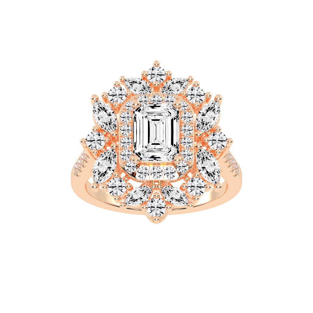 Luxivia Emerald Shape Cut Diamond Ring