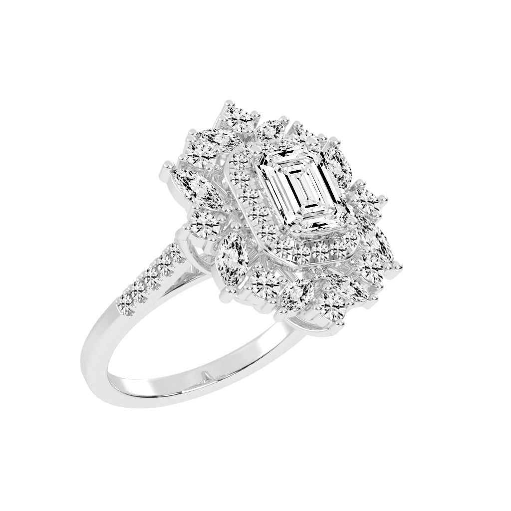 Luxivia Emerald Shape Cut Diamond Ring
