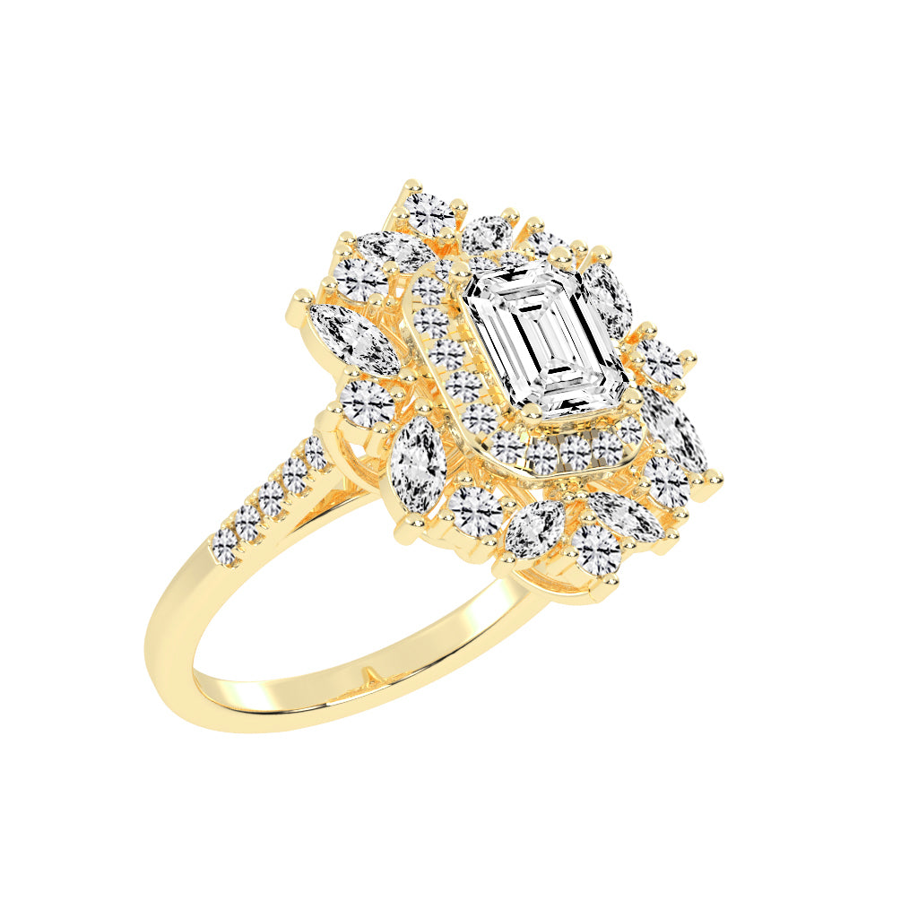 Luxivia Emerald Shape Cut Diamond Ring