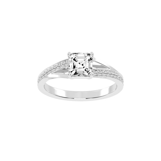 Diavesta Split Shank Asscher Cut Classic Lab Diamond Ring