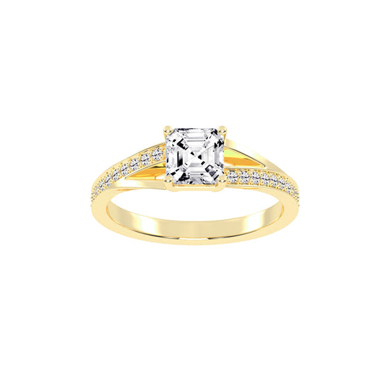 Diavesta Split Shank Asscher Cut Classic Lab Diamond Ring