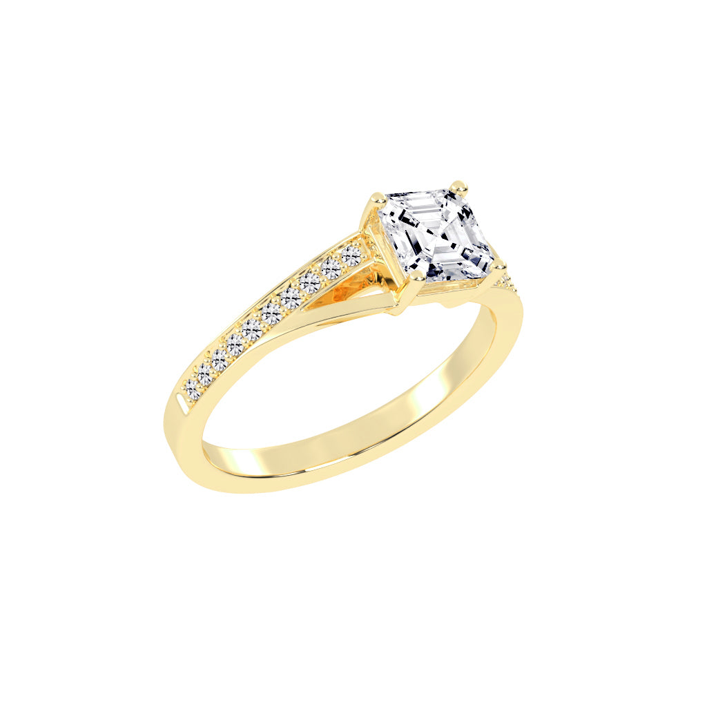 Diavesta Split Shank Asscher Cut Classic Lab Diamond Ring