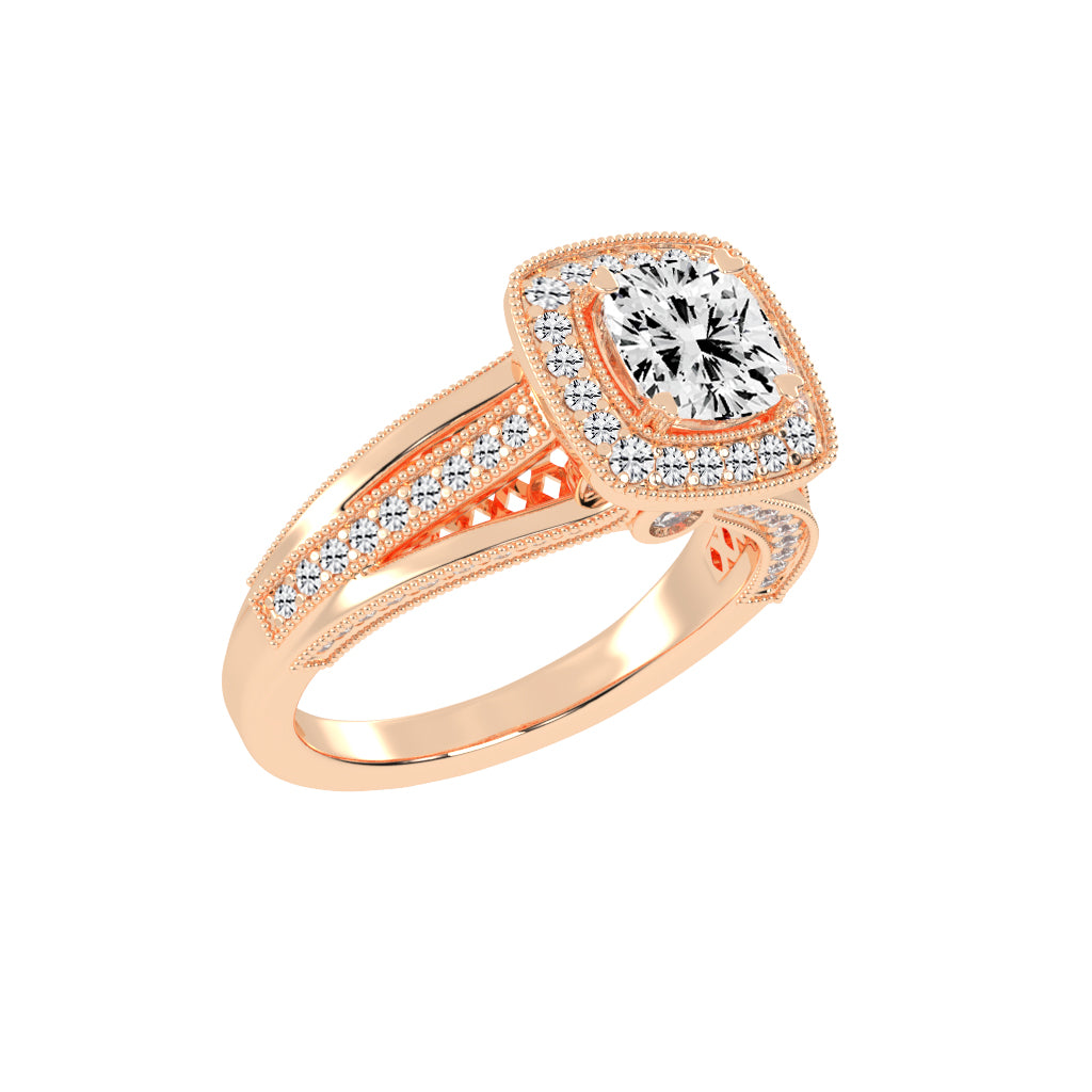 Haliora Bridge Accent Split Shank Halo Lab Diamond Ring