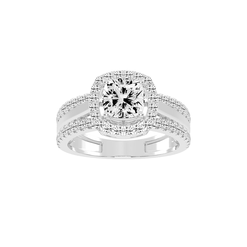 Halysia Cushion Cut Halo Lab Diamond Ring