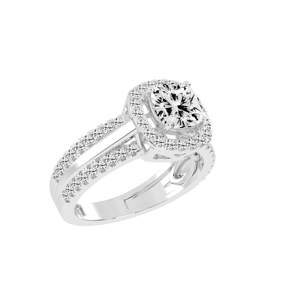 Halysia Cushion Cut Halo Lab Diamond Ring