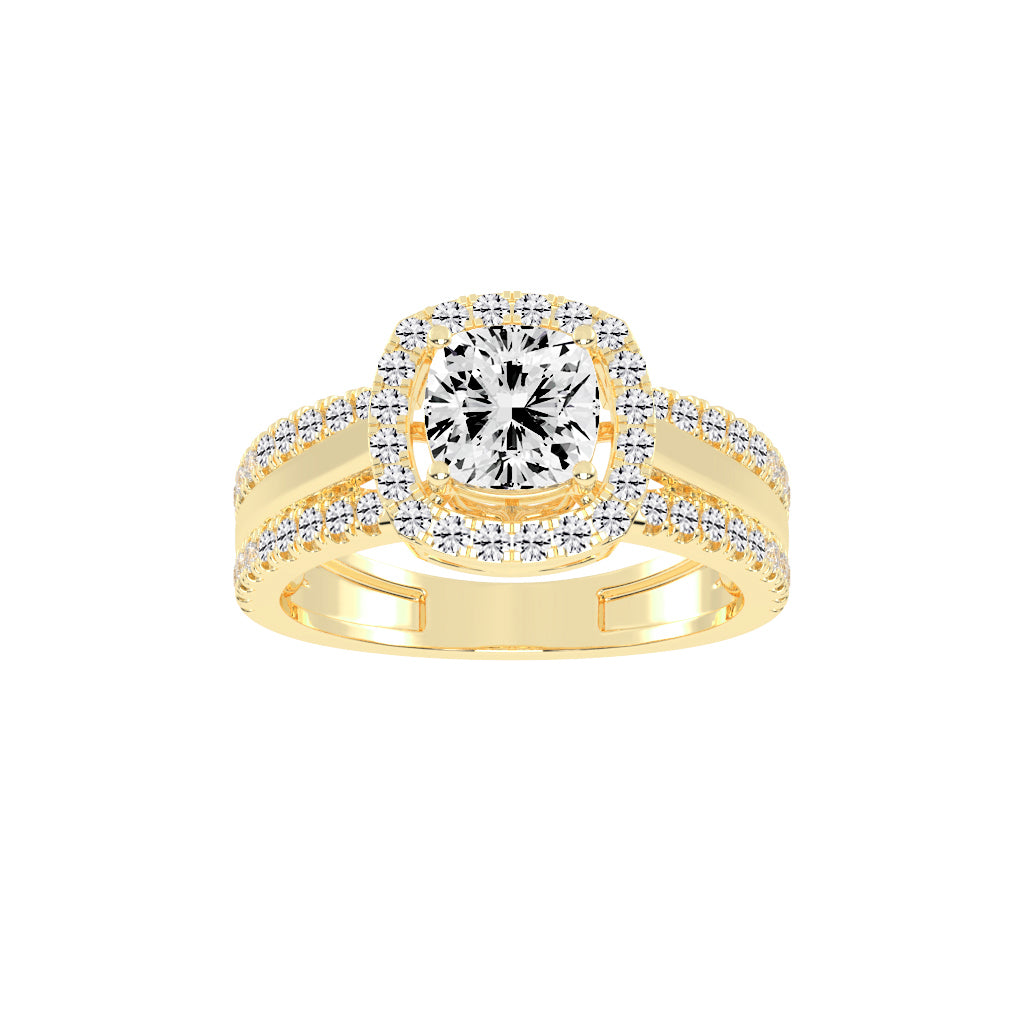 Halysia Cushion Cut Halo Lab Diamond Ring
