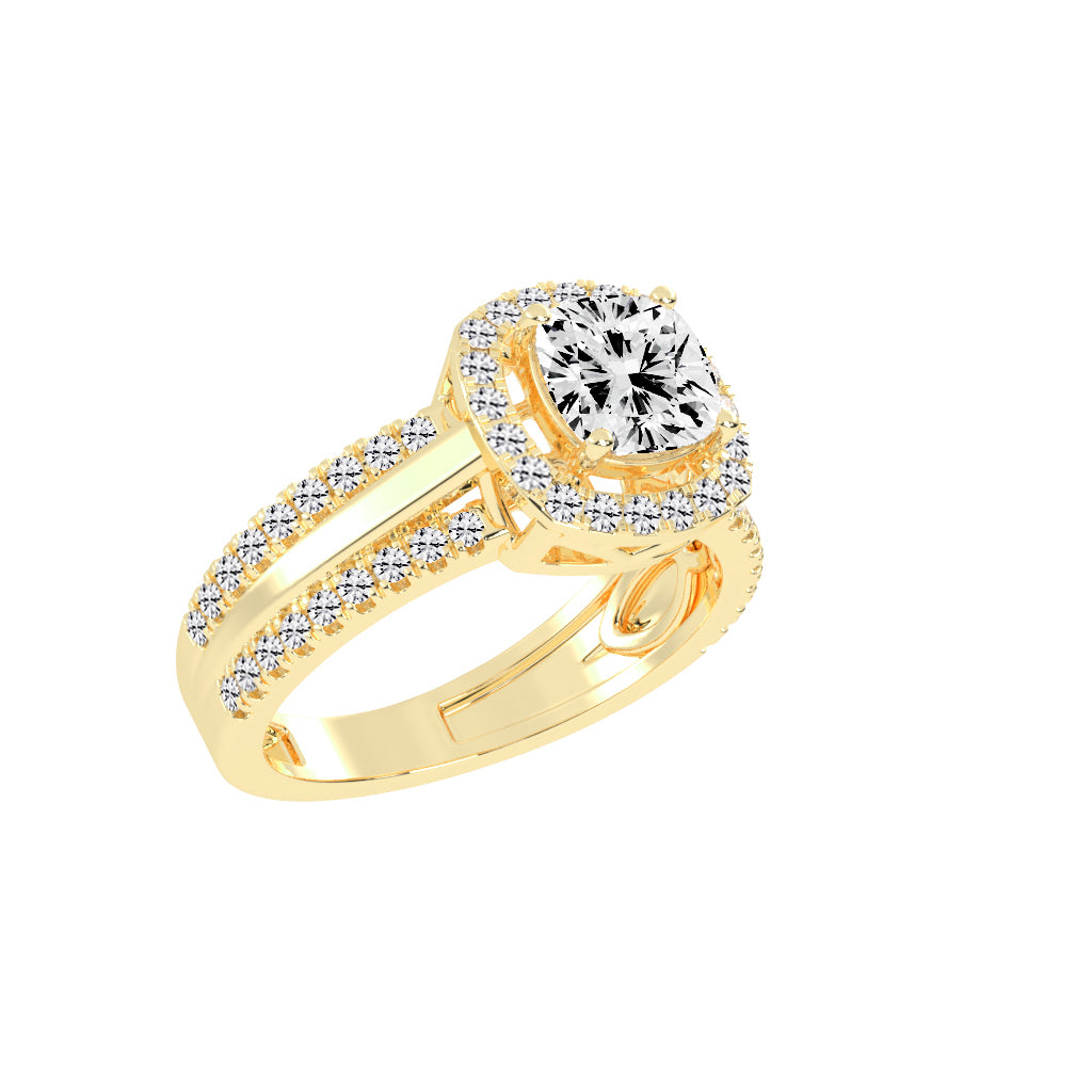 Halysia Cushion Cut Halo Lab Diamond Ring