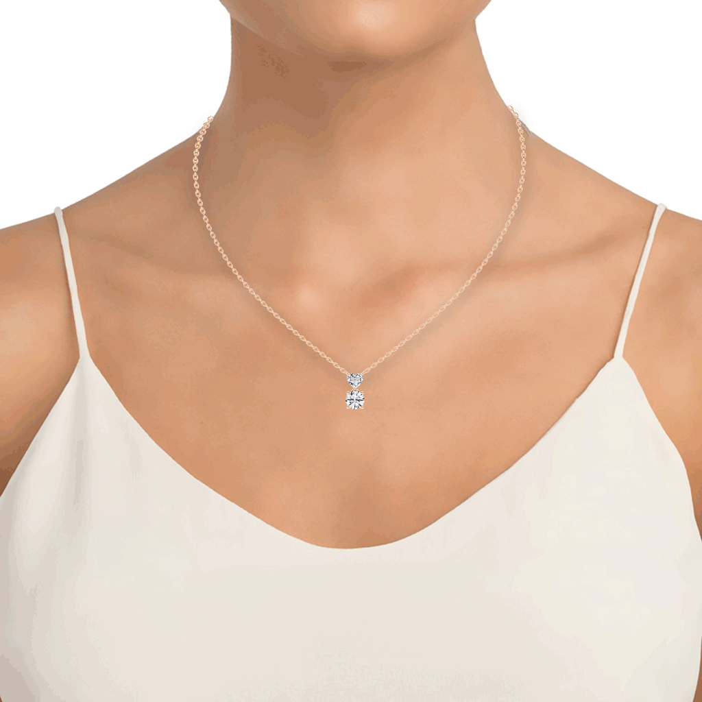 1.5Ct Round Shape Rose Gold Solitaire Pendants