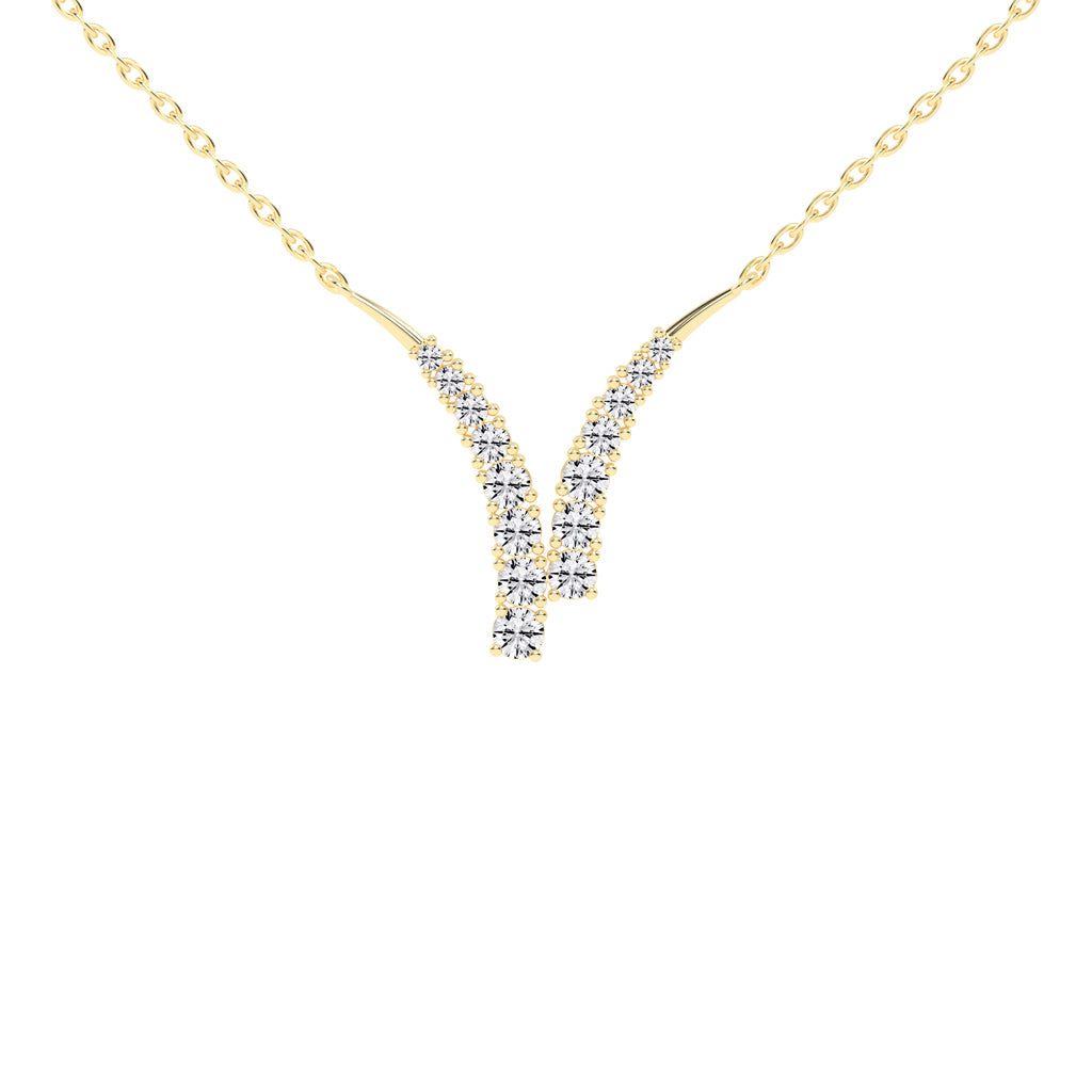 Luna 1.75Ct V Shape Round Cut Fancy Lab Diamond Pendant