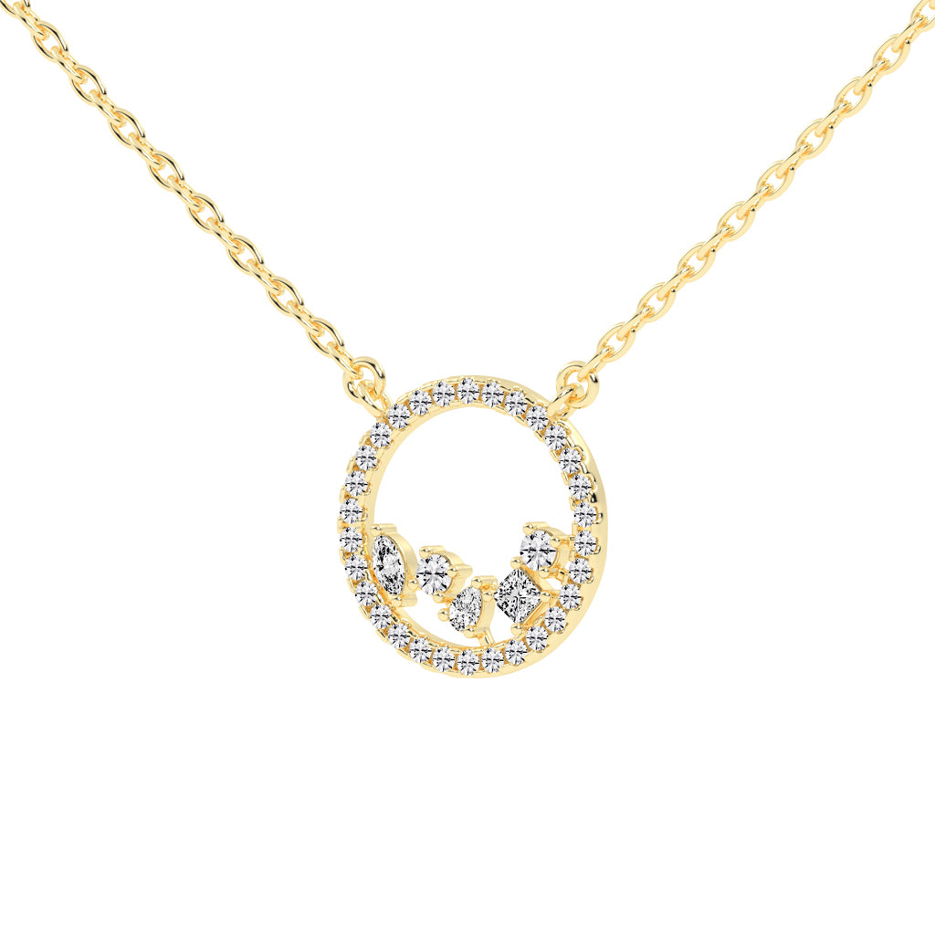 Primrose 0.75Ct Circle Of Life Marquise Cut Fancy Lab Diamond Pendant