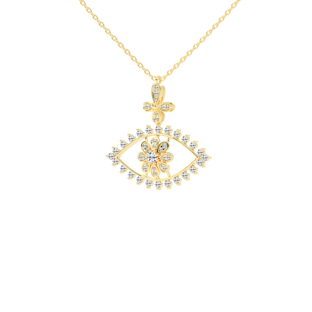 Felicity 2.25Ct Evil Eye Round Cut Fancy Lab Diamond Pendant