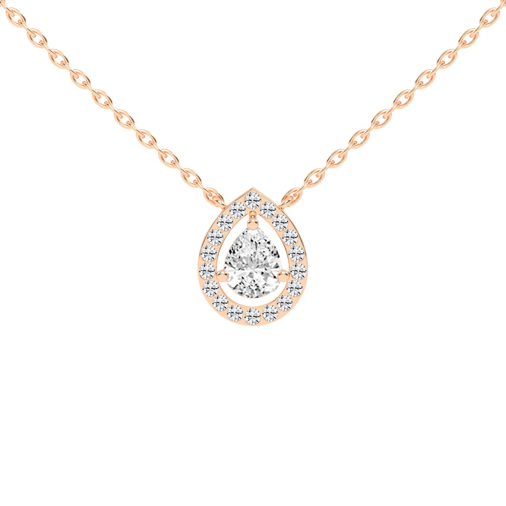Xylia Pear Cut Halo Lab Diamond Pendant
