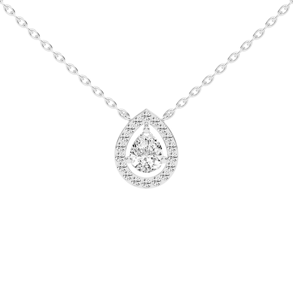 Xylia Pear Cut Halo Lab Diamond Pendant