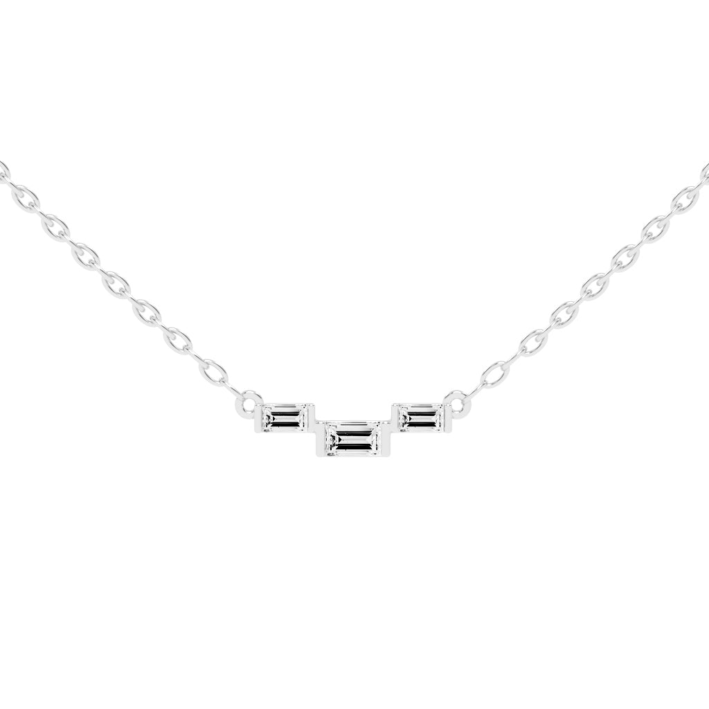 Halia Three Stone Emerald Cut Fancy Lab Diamond Pendant