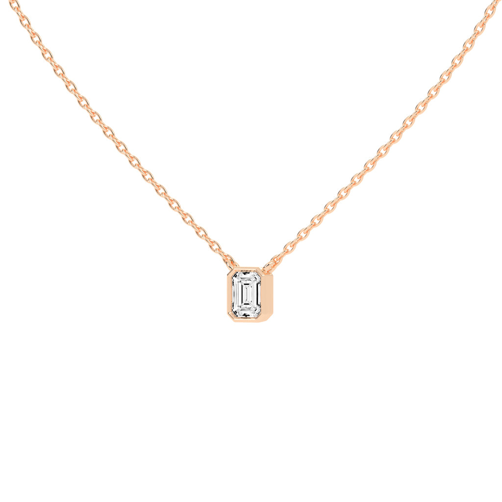 1.5Ct Emerald Shape, Gold, Solitaire Pendants