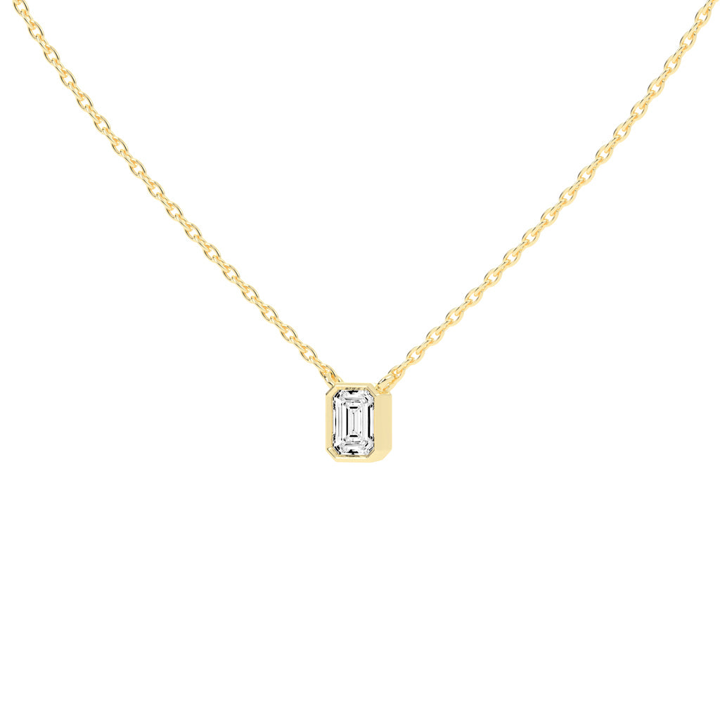 1.5Ct Emerald Shape, Gold, Solitaire Pendants